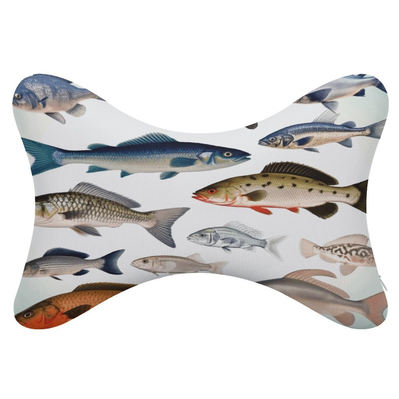 FekiLoot Different Fish Car Headrest Set of 2,Softness Memory Foam Car Neck Pillow with Breathable Removable Cover Car Neck Support Pillow Ergonomic for Driving, Office