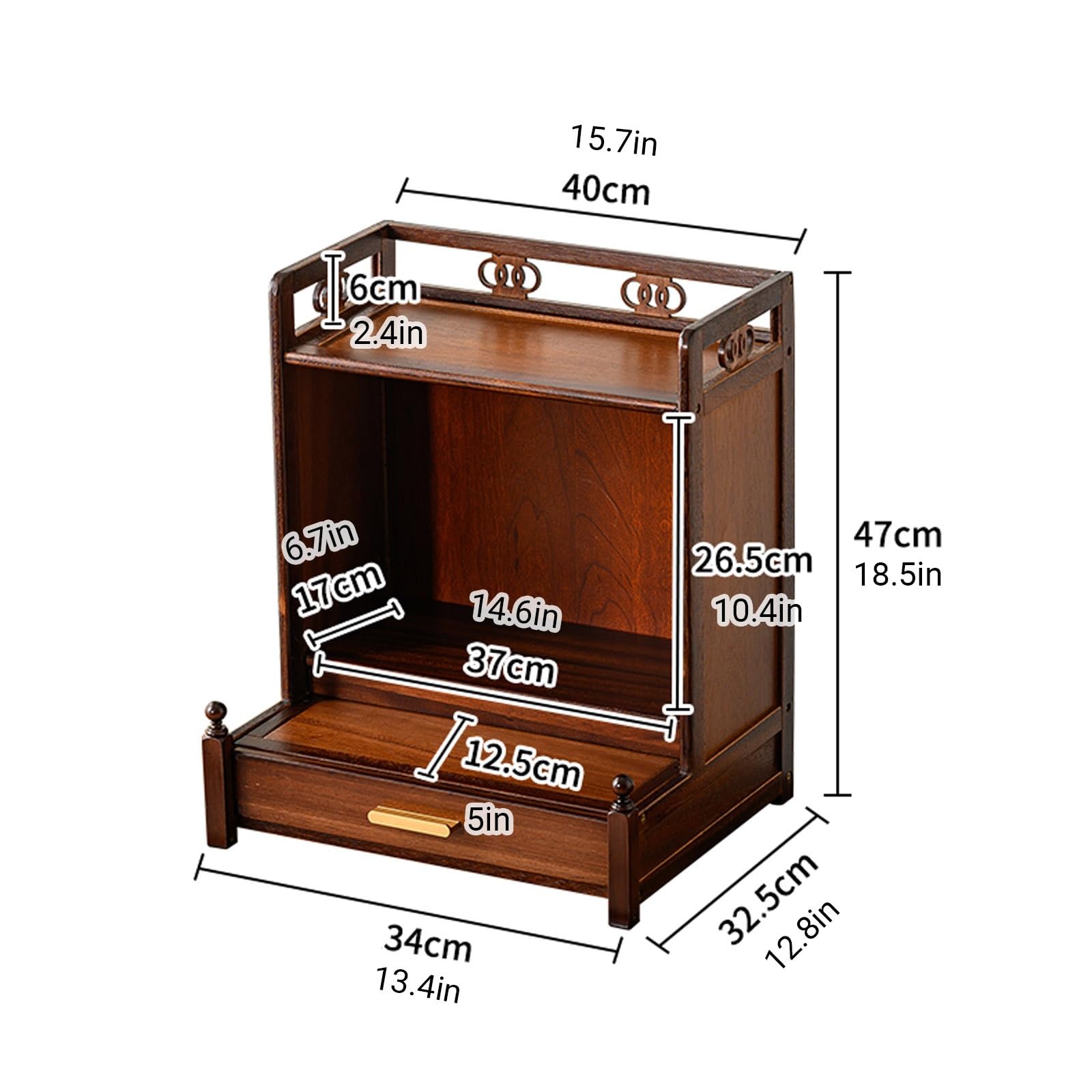 Genérico Nuevo Santuario Budista Chino de Madera Maciza para Montaje en Pared, Soporte para Estatua de Buda de Escritorio/Pared con Puerta, Mesa de Altar para Estatua de Buda (de Escritorio