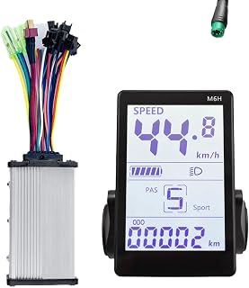 Hanabitx M6H - Medidor pantalla LCD para bicicleta eléctrica + controlador sinusoidal 36 V 350 W pantalla LCD universal para piezas de repuesto para scooter eléctrico (5 pines)