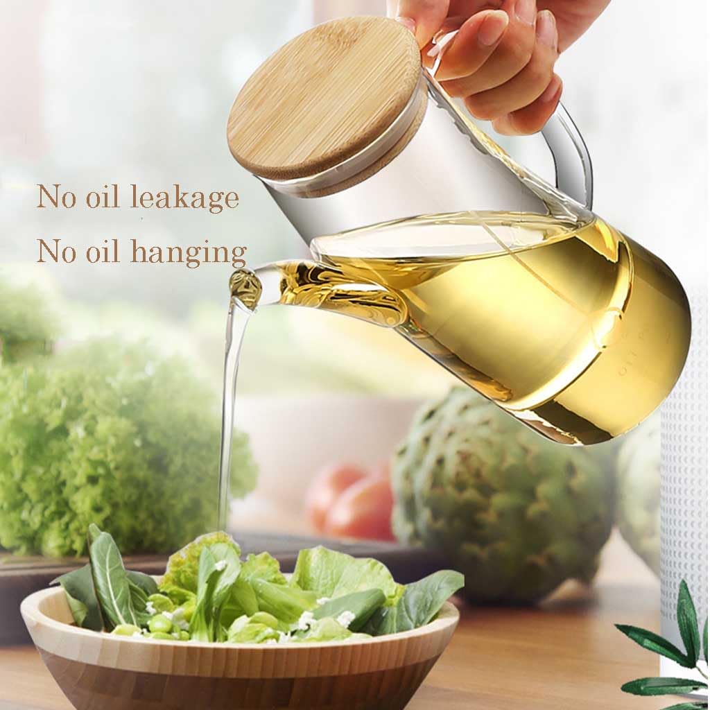 Botella de Vidrio dispensador de Aceite y vinagre, Botella dispensadora de Aceite de Oliva, vinagre y condimentos de Cocina de Vidrio de 750 ml