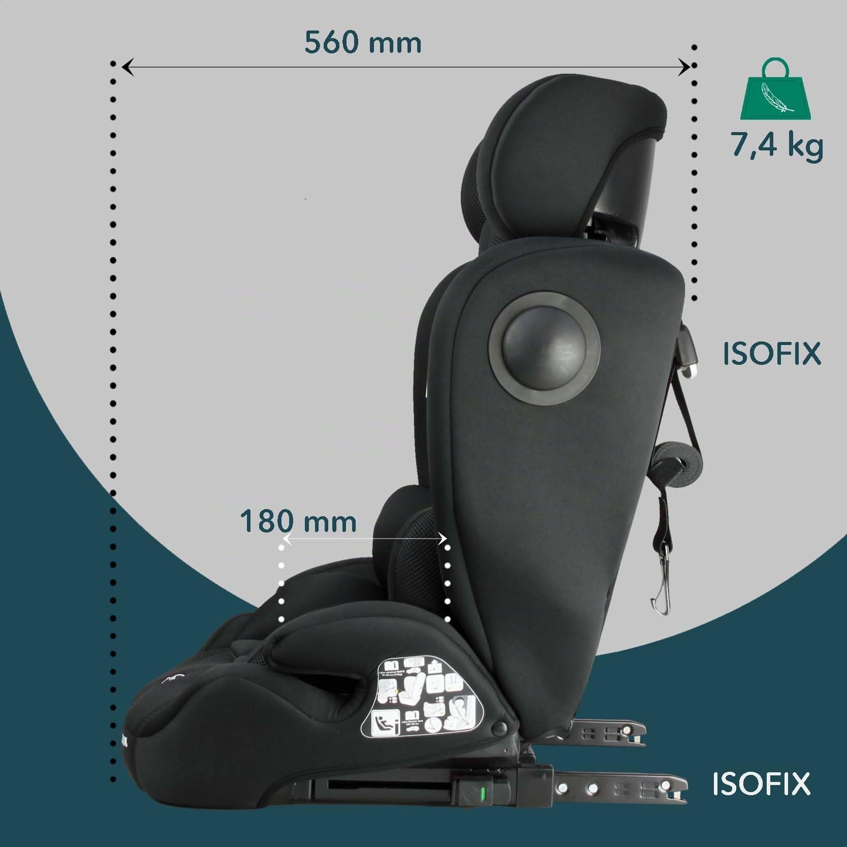 Siège auto ISOFIX évolutif réhausseur i-Size ECE R129/04 - face à la route de 76 cm à 150 cm - à partir de 15 mois jusqu'à 12 ans - max 36 kg