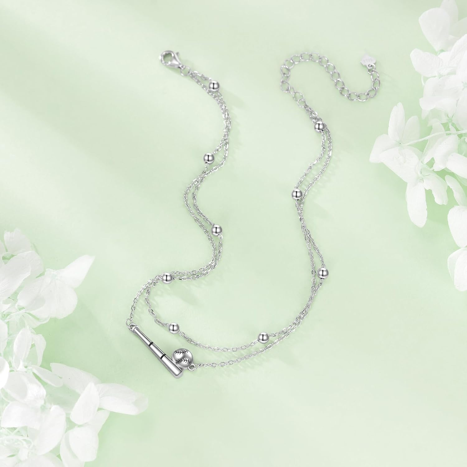 Baseball Anklet 925 Sterling Silver Sport Softball Anklet Bracelet Baseball Jewelry Present for Women Mom