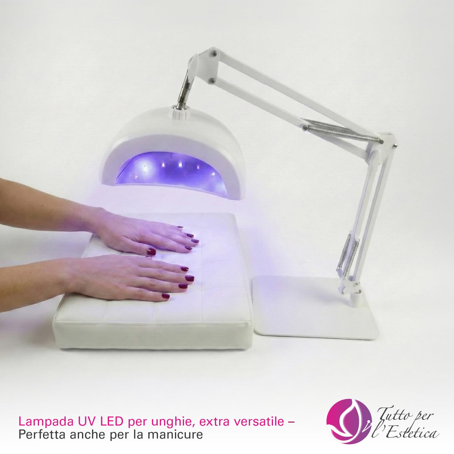 Lampada UV Led Unghie Professionali 48W con Stativo per Pedicure, Manicure ed Estetista, Regolabile e Rotante | Fornetto Unghie Semipermanente per Smalto Gel, con Attivazione Automatica