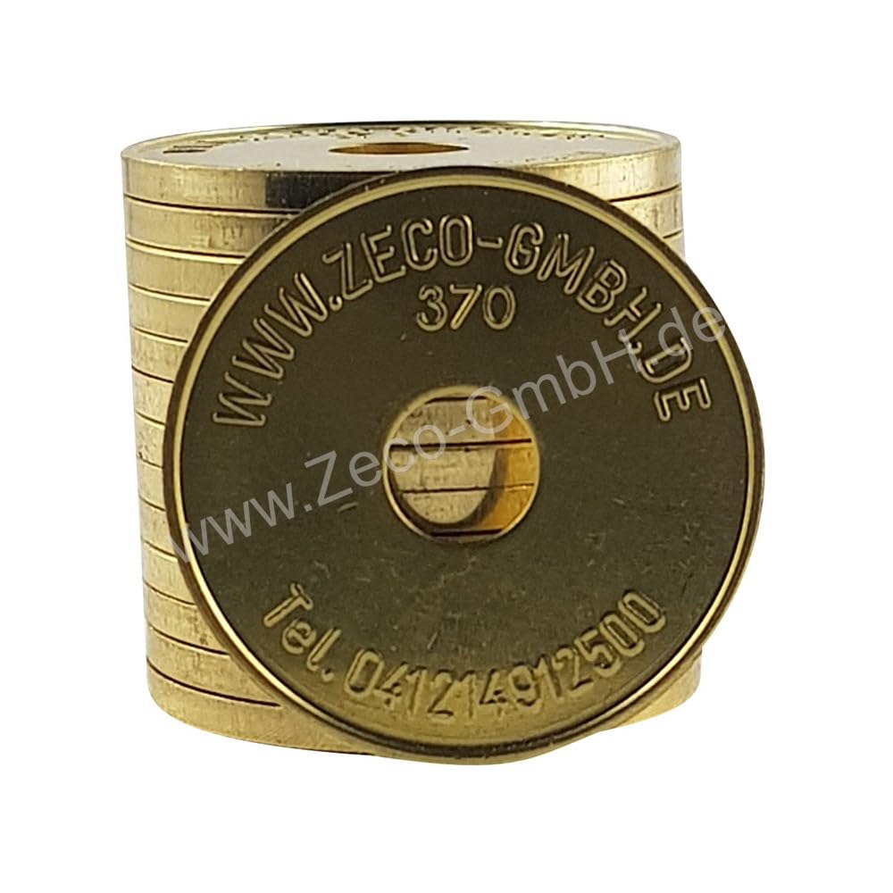 Zeco Wertmarke 370 WM2, Waschmarke kompatibel mit Miele 1699370 WM2, Messing Jeton, 50 Stück 24x1,8 mm