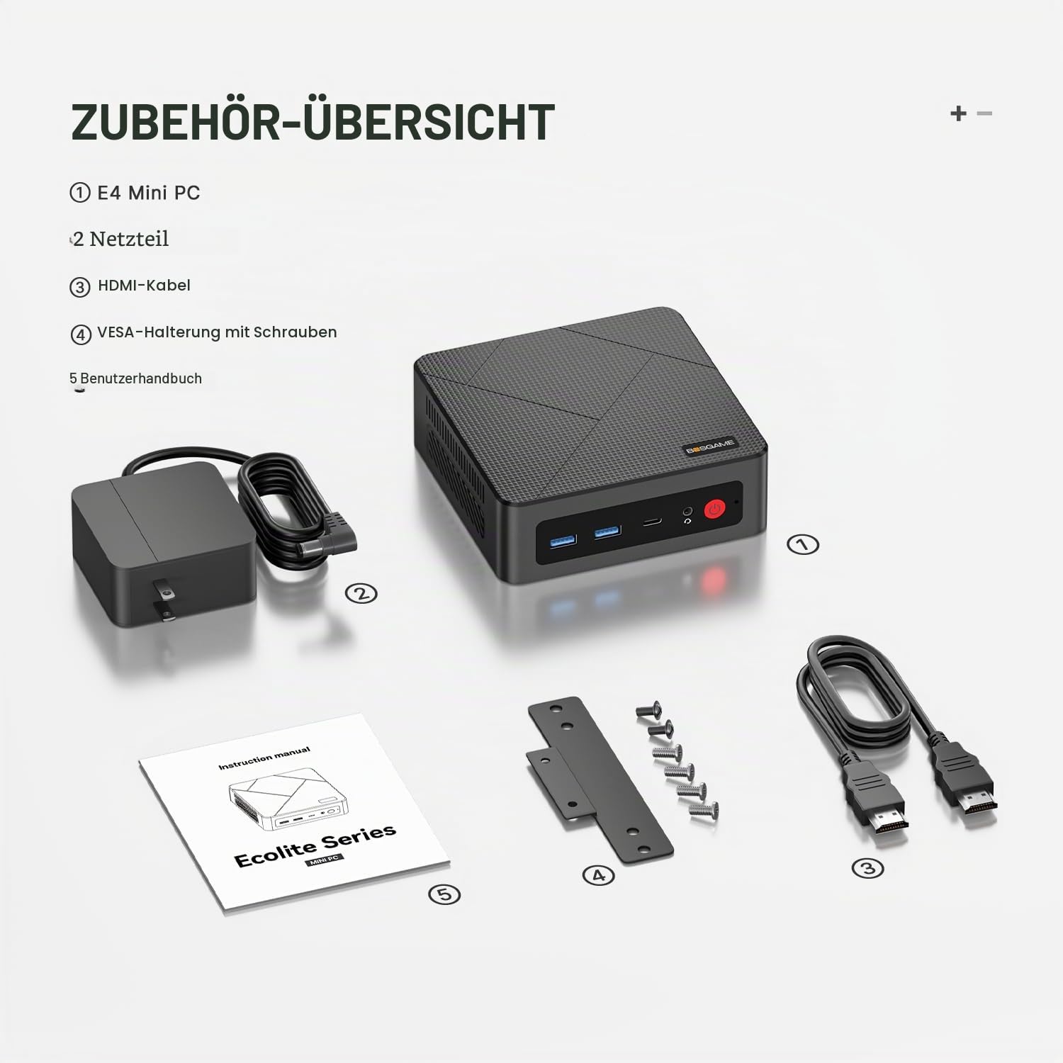 BOSGAME E4 Mini PC, AMD Ryzen 5 3550H (bis zu 3,7 GHz), 16 GB DDR4 RAM 512 GB NVMe SSD Mini Computer, 4K Triple Display HDMI, Typ-C, DP, Dual RJ45 LAN, Wi-Fi 5, BT 5.0