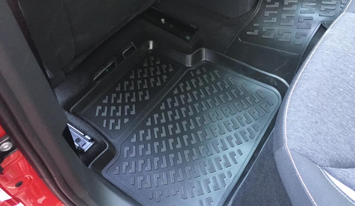 Trimak Dokładnie dopasowane dywaniki samochodowe 3D, kompatybilne z Skoda Kamiq, akcesoria samochodowe, 1. i 2. rząd, dywaniki gumowe, TPE, na każdą pogodę, bezzapachowe, antypoślizgowe, z przodu i z