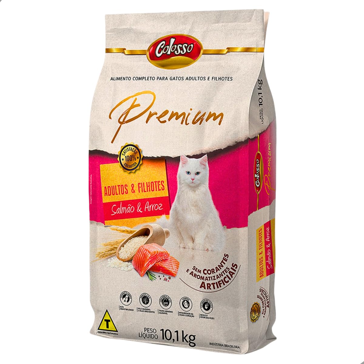 Ração Colosso Premium Gatos Adultos e Filhotes Alta Digestiva Fibras Naturais Salmão e