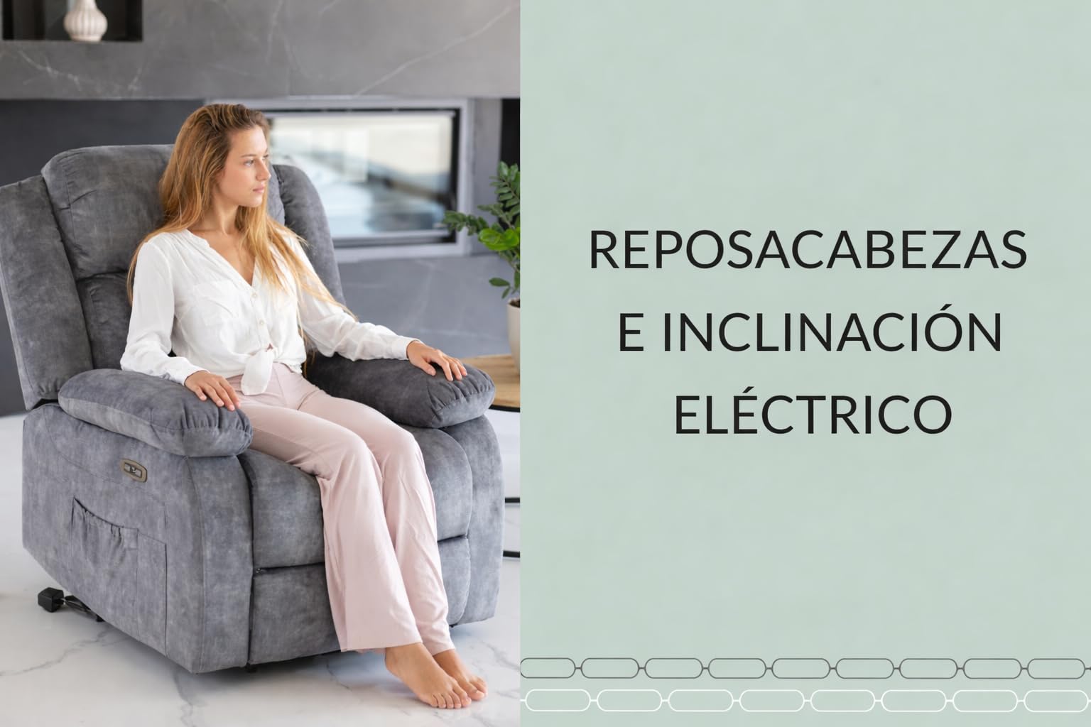 DUPI Sillón Relax Eléctrico INNOVA | Reclinable con Reposacabezas y Control Lateral | Carga USB | Tela Transpirable | Fácil Montaje | Gris Magia