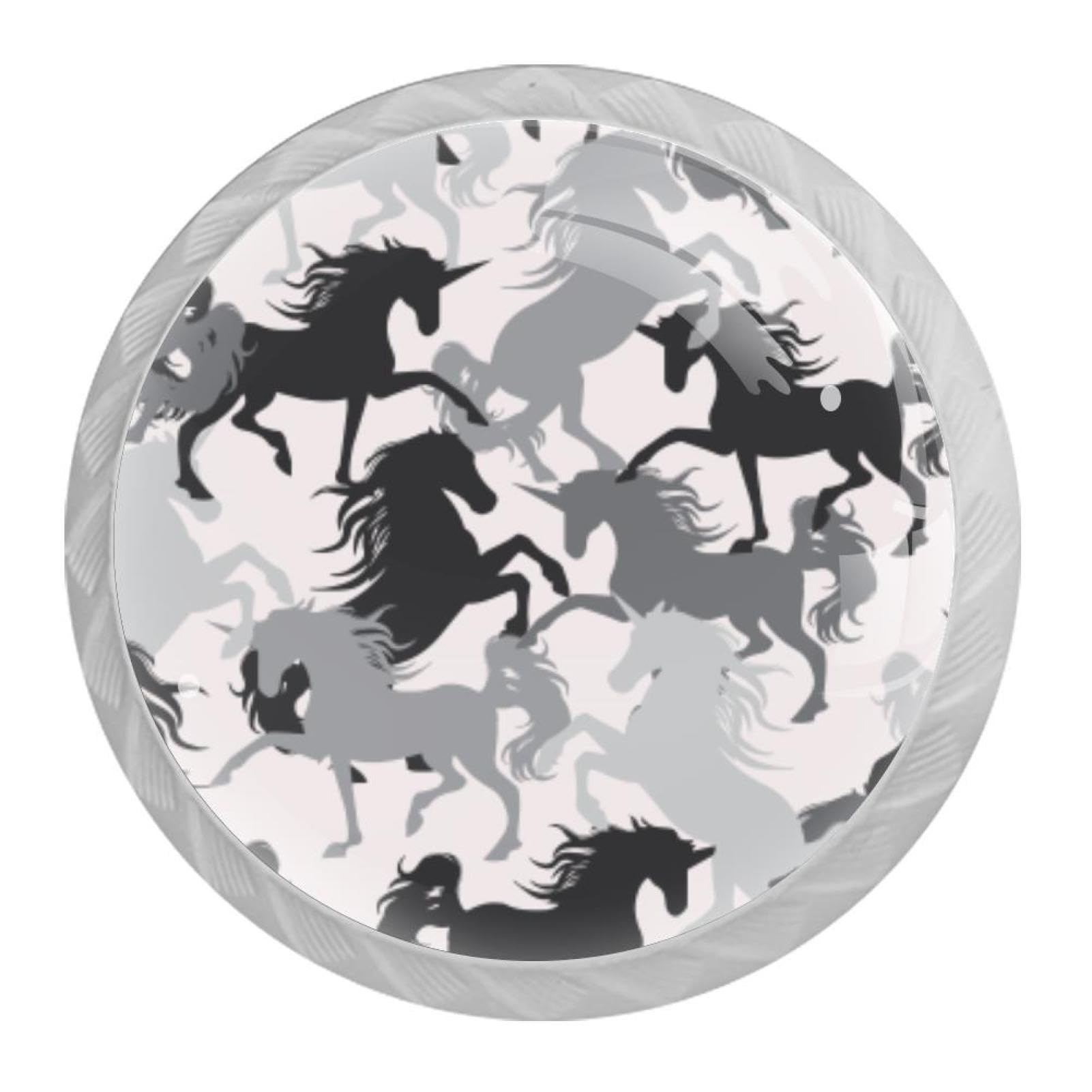 Tqmspg Multi02 4 Pieces Drawer Pulls Horses Silhouette Door Knobs Dresser Handles For Kitchen Wardrobe Cupboard Hardware Furniture