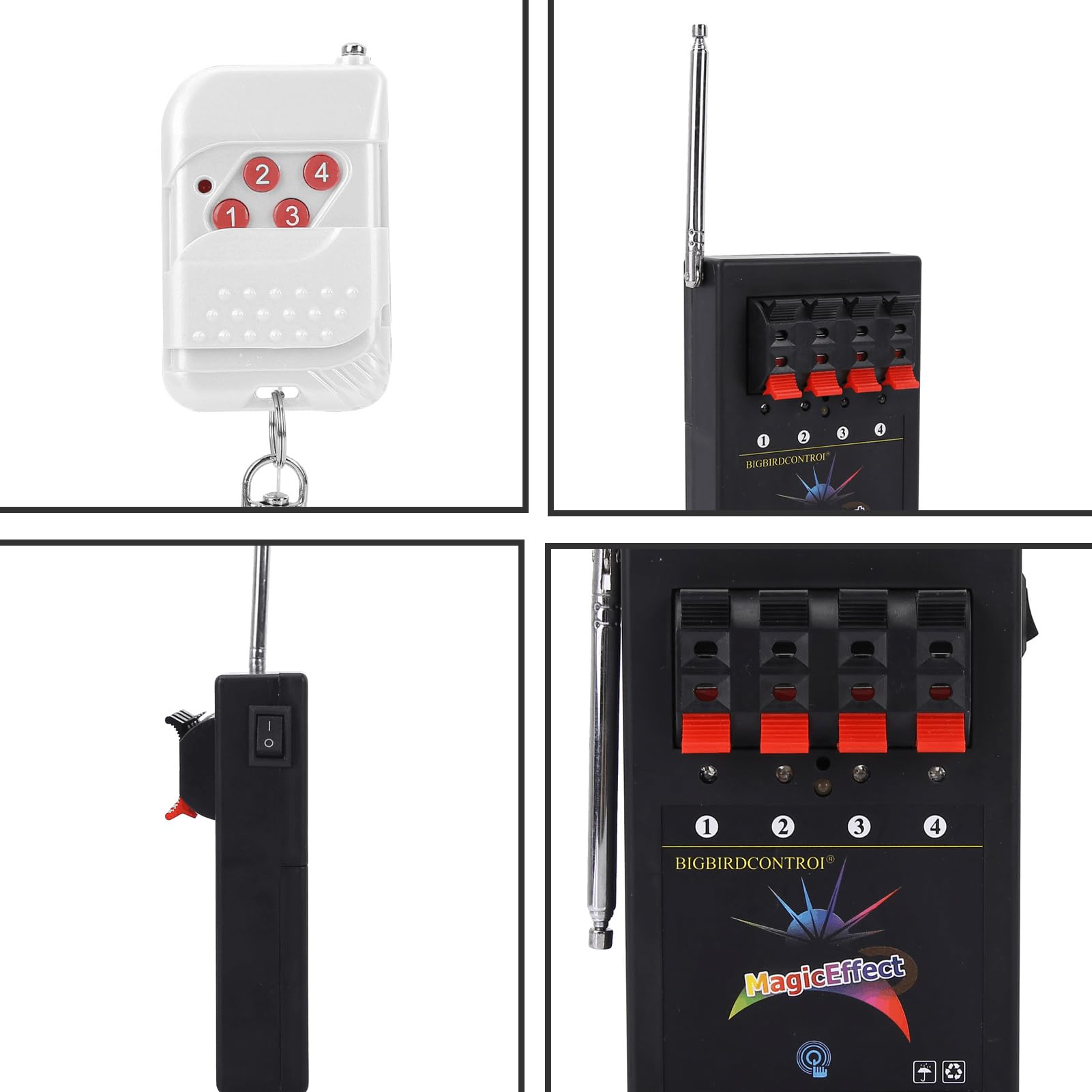 Comando a pulsante, fuoco d'artificio senza fili, sistema di fuochi d'artificio a 4 vie, alimentato a batteria, telecomando per accensione di fuochi d'artificio, controllo senza fili di fuochi