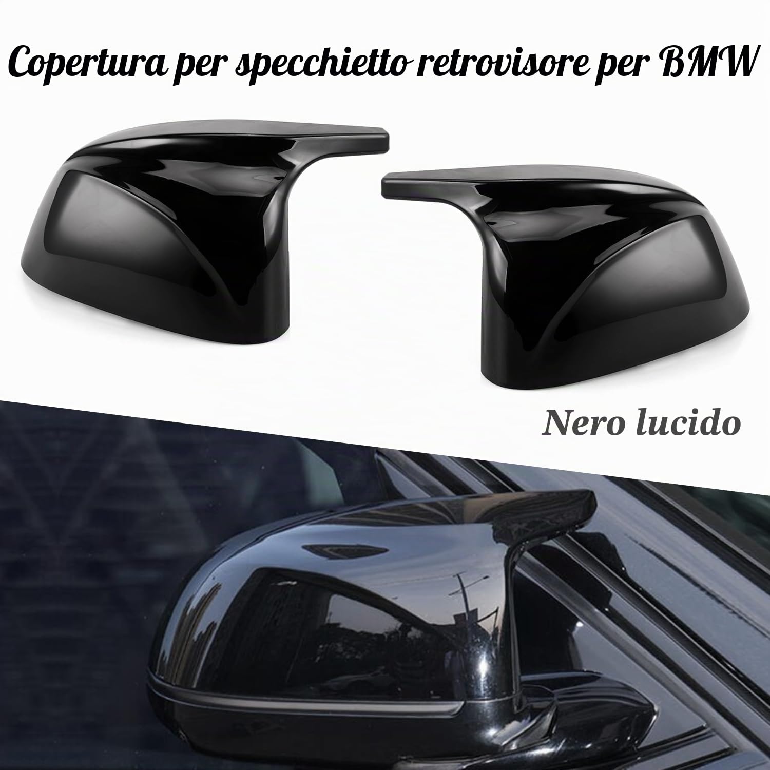 Coperchio Dello Specchio Laterale, Ricambio per Specchietto Retrovisore Compatibile con BMW X3 G01 X4 G02 X5 G05 X6 G06 2018-2022 iX3 2022-2023 X7 G07 2019, Nero Lucido, 2 Pezzi