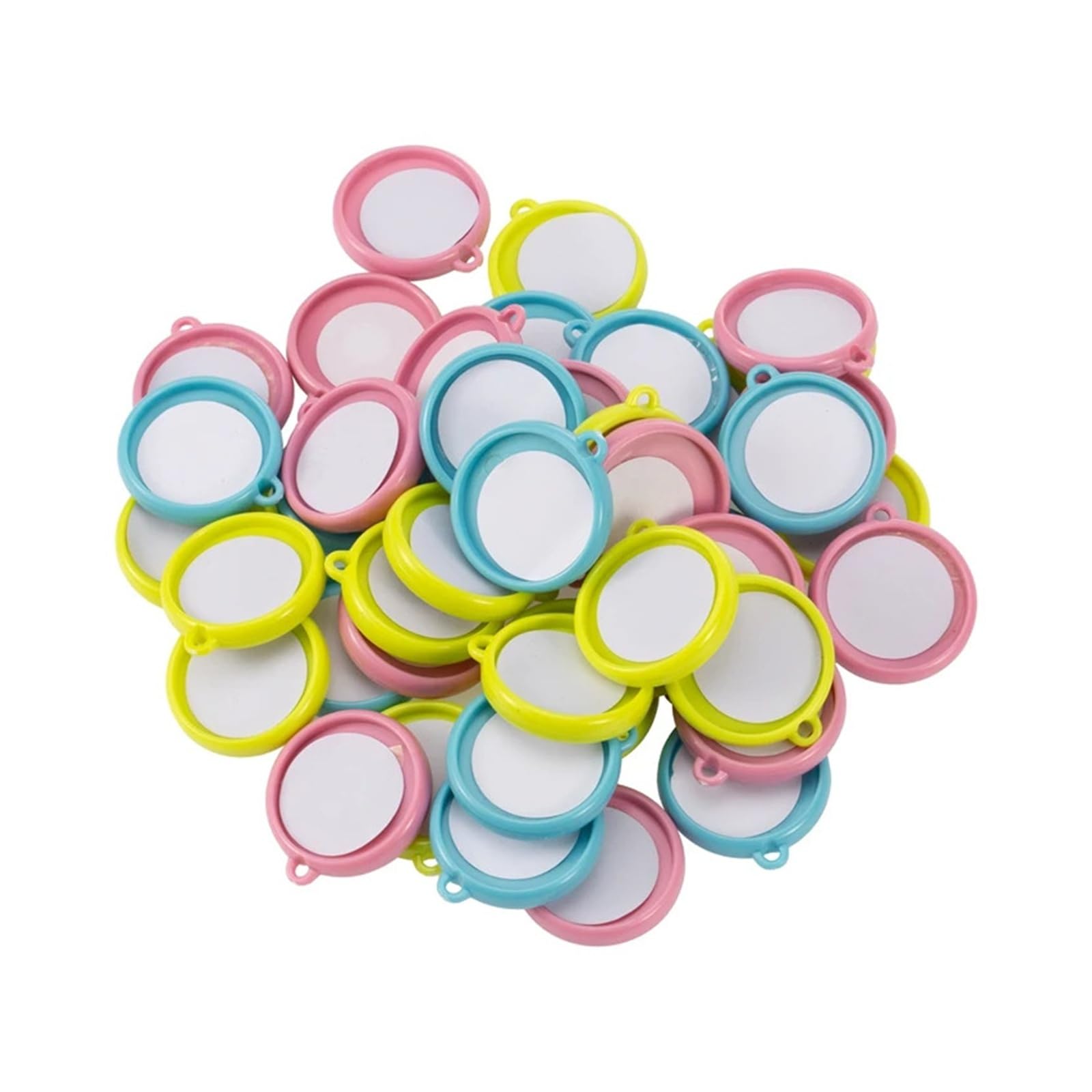 100 szt./zestaw dwustronnych breloków do kluczy, przypinek, przypinek do kluczy, przypinek do kluczy, przypinek okrągłych DIY Produkcja DIY(32mm,Mixed Base)