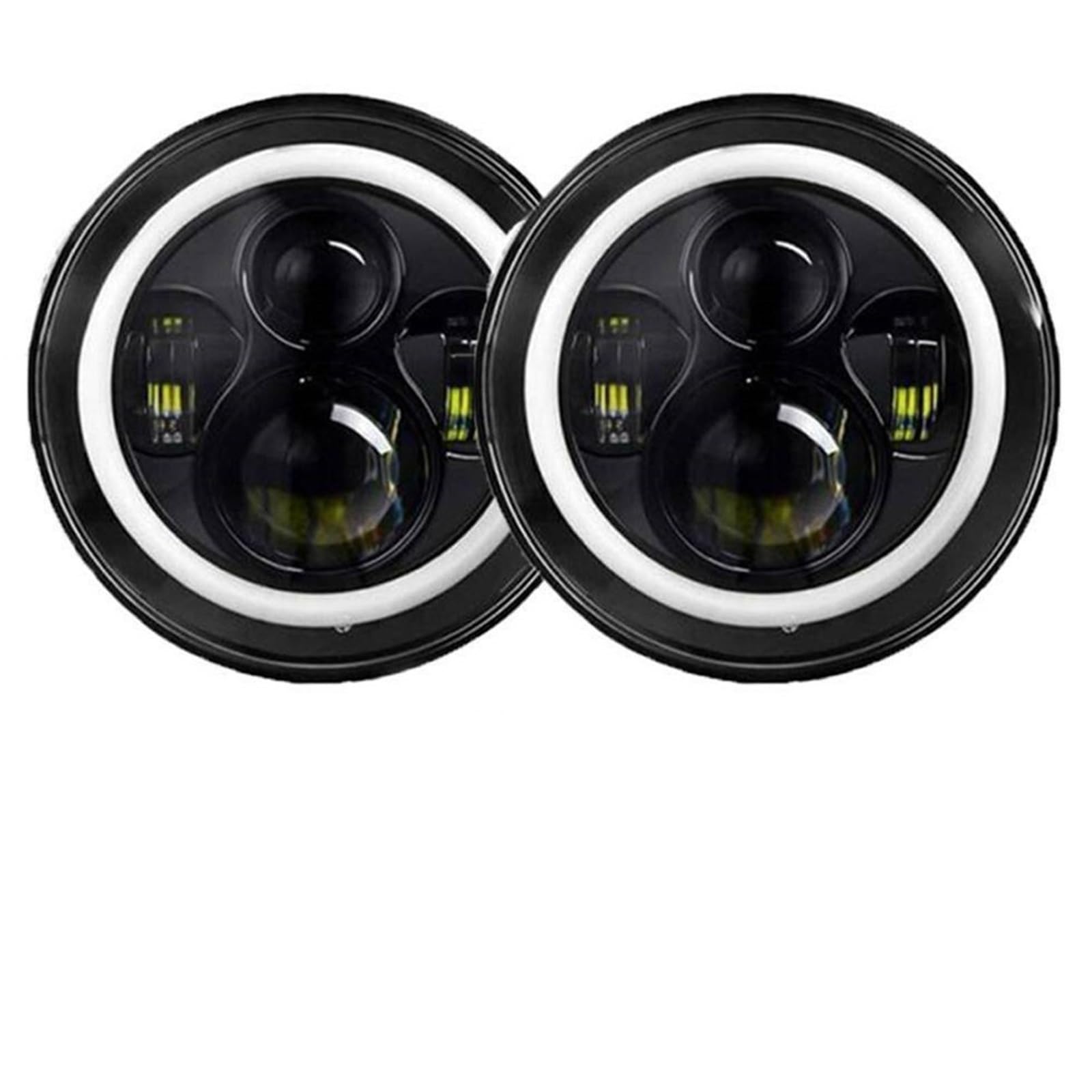 Światła drogowe Do Land rovera Defendera 90 110 | Okrągłe reflektory Halo Angel Eyes 7-calowy reflektor LED(2pcs Black)