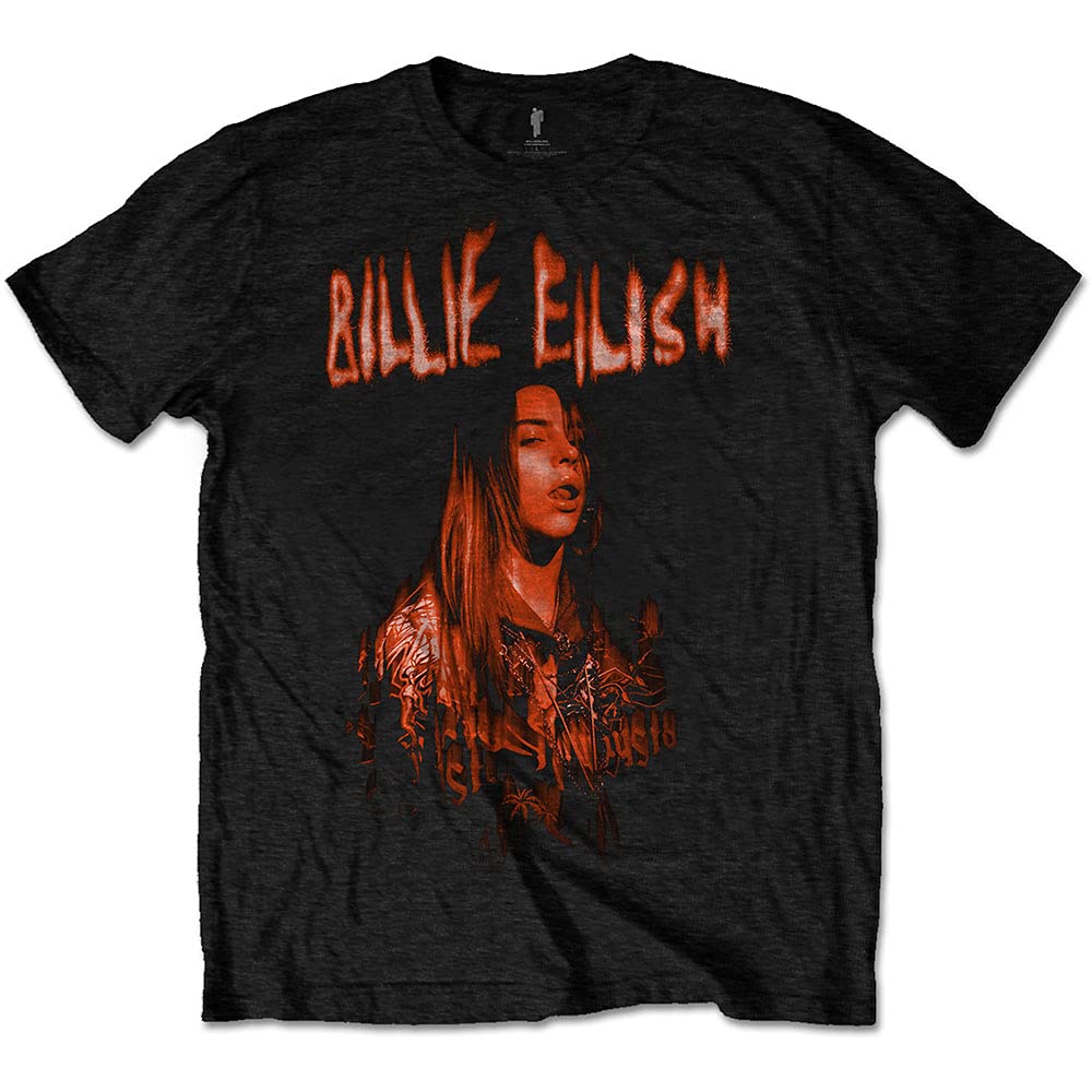 Billie Eilish Men's Black Spooky Logo Official Tee T-Shirt Unisex (Large)
