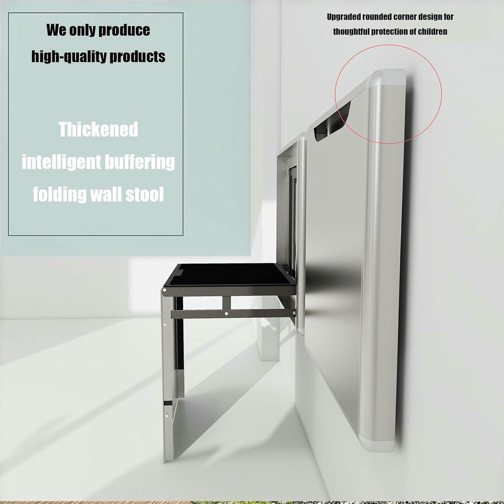 Sedia pieghevole invisibile da parete, resistente, capacità 250 kg, sgabello in metallo per cambio scarpe, design salvaspazio con/senza braccioli