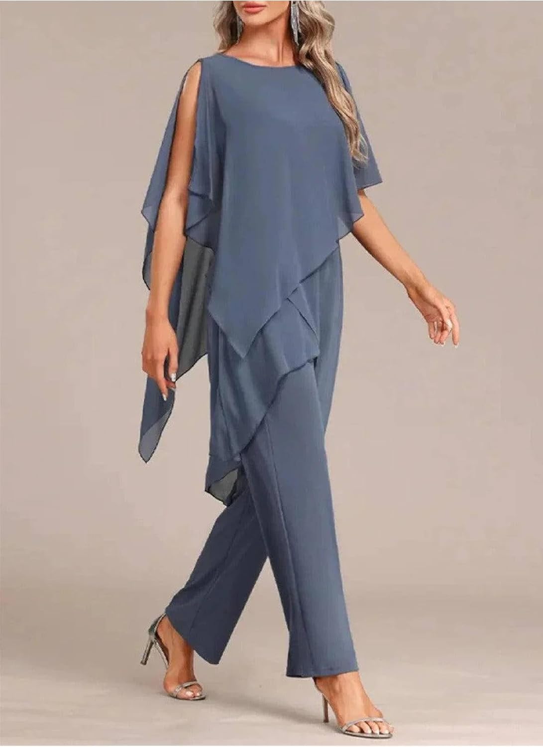 Chiffon Mother of The Bride Pants Suit for Women 2 Pieces Dressy Grandmother Pantsuits Formal Evening Outfits