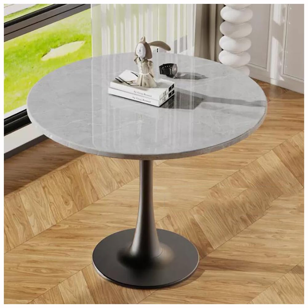 Table de salle à manger ronde en métal motif tulipe 70/80 cm Table de loisirs du milieu du siècle pour petits espaces Table de cuisine avec grande base idéale pour salle à manger, salon, café,