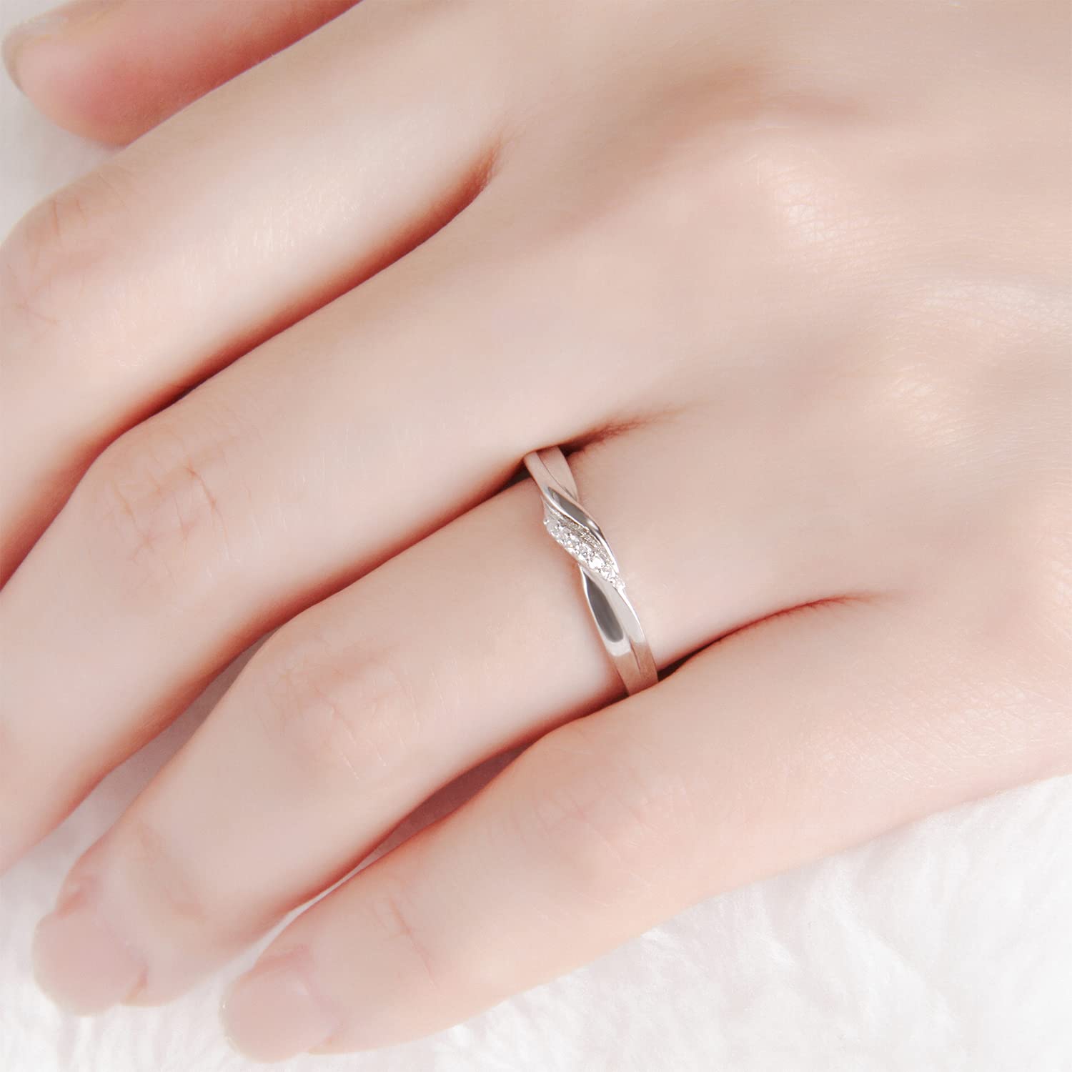 Meissa Anillos de pareja plata 925 Twist Anillos para hombres y mujeres Anillos de boda ajustables (Juego de Dos Anillos)