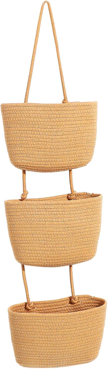 IMIKEYA Hanging Wall Storage Basket Woven Door Hanging for Kitchen Nursery and Bathroom Space Saving Design with Minimalist Style and Versatile Application