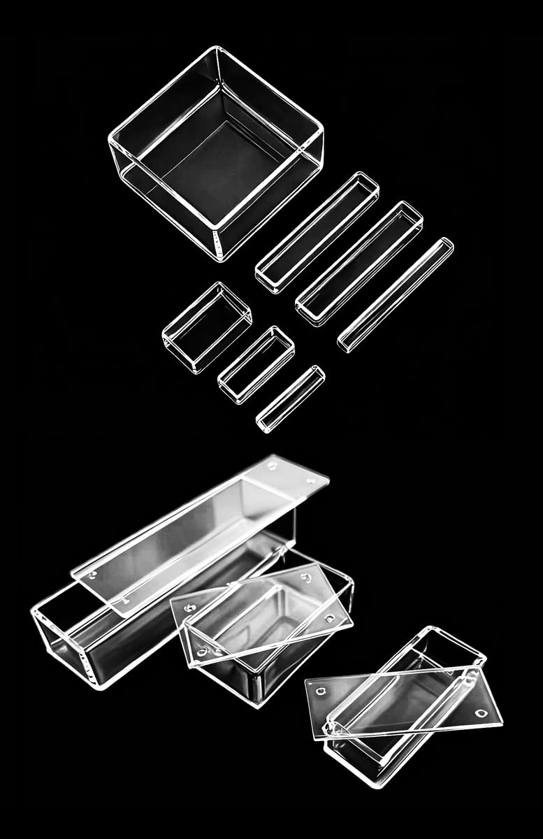 Tanque cuadrado de cuarzo de 1 pieza: crisol de vidrio de cuarzo rectangular con opción de tapa for uso en laboratorio, alta transparencia, duradero y resistente al calor(With Lid 100x100x30mm)