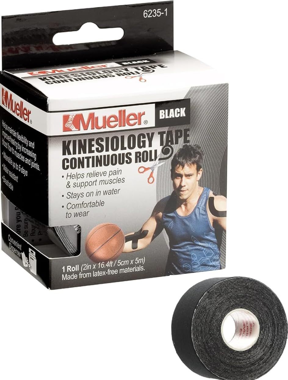 Mueller Sports Medicine Kinesiology Tape Black 2 Inches X 16 4 Feet Roll 5 Pack