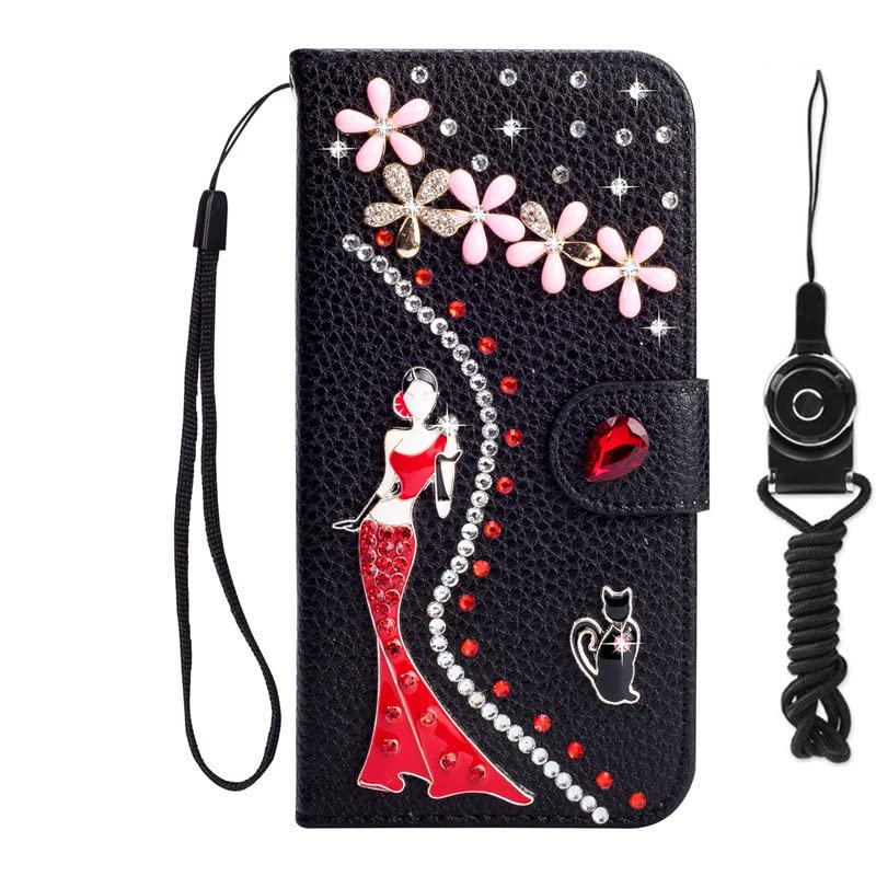 XZDWH Funda para Nokia X100, hecha a mano, de piel brillante, con tapa y correa para el cuello [soporte] [cierre magnético] para Nokia X100 (tamaño 6)
