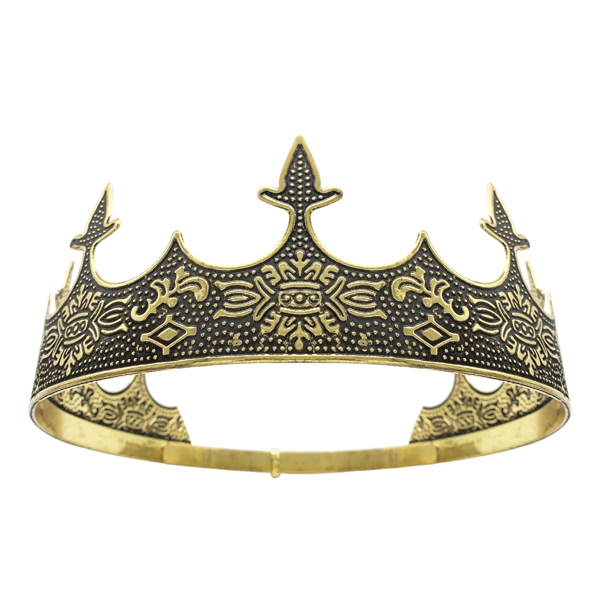 Generic King Crowns for Men, Theme Party Metal Hair Band for Men Headband Black Headbands (Pale Gold)