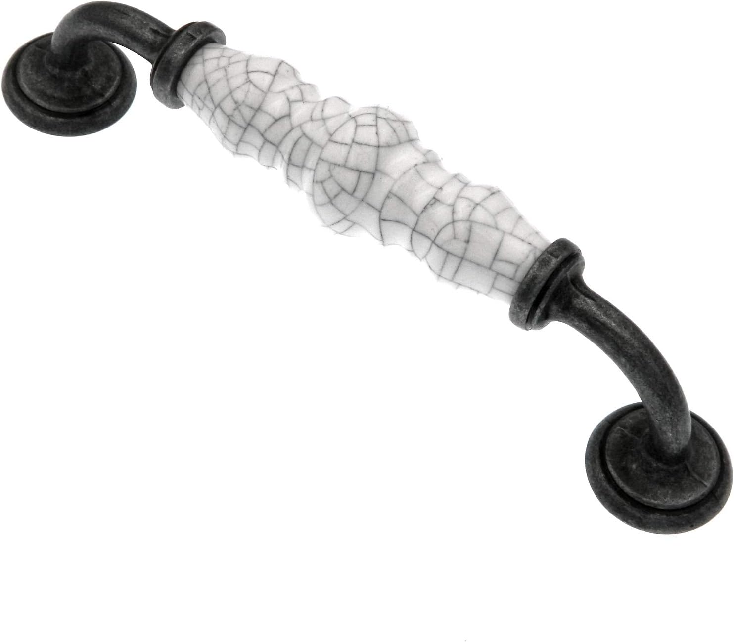 20 Pack Hickory Callis Country P3658-DPWGC Dark Pewter White Grey Crackle 5" (128mm) cc Handle Pull
