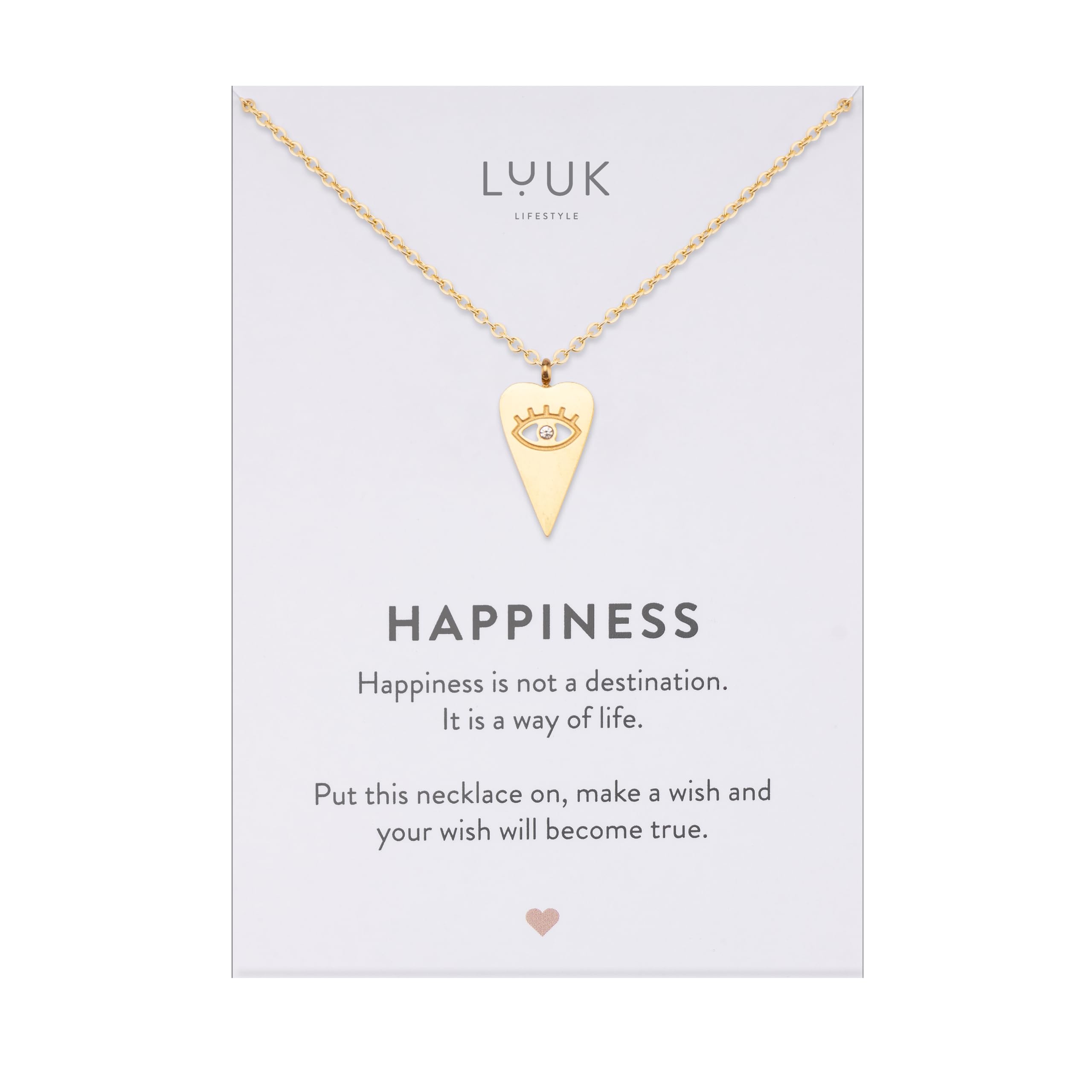 LUUK LIFESTYLE Collane femminili in acciaio inossidabile con fini ciondoli portafortuna, dedica HAPPINESS, regalo, argento, oro, oro rosa