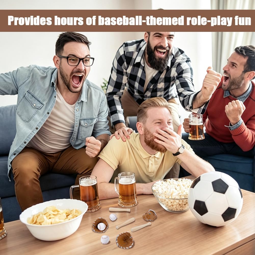 NBEADS 5 Set Miniatures Baseball Bat, Mini Baseball Set with 5 Unfinished Wood Bat 5 PU Leather Ball 5 Pcs Glove Sports Mini Ornaments Accessories for Keychain Topper DIY Crafts Decor image 5