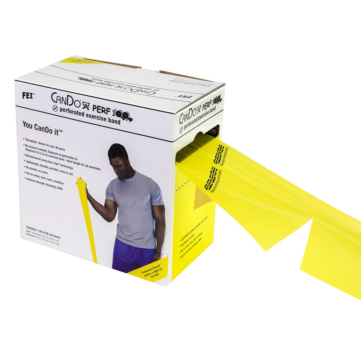 Cando W54600 Banda Elastica Perforata, 91,44 Metri, Giallo X-Light