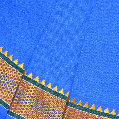 Image of TUNI MANI Men's Panchakacham Dhoti with Angavasthram with Zari Border, Cotton, Size: 9 X 5 (4.0mtr Dhoti, 2.25mtr Towel)