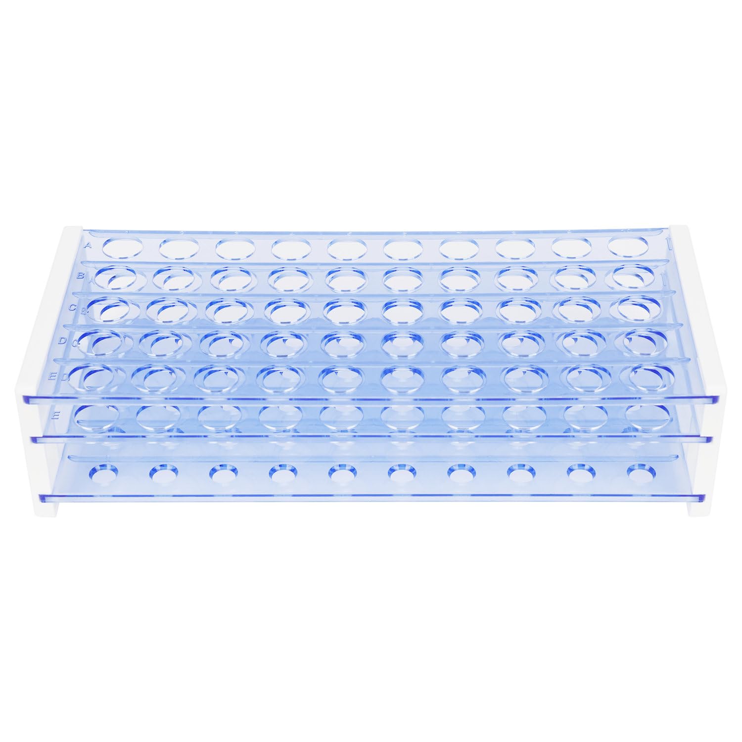 Labasics Test Tube Rack, 3-Tier Detachable Blue Plastic Test Tube Rack Tube Holder Stand Rack for Laboratory Scientific Experiments, 16 mm 50-Place
