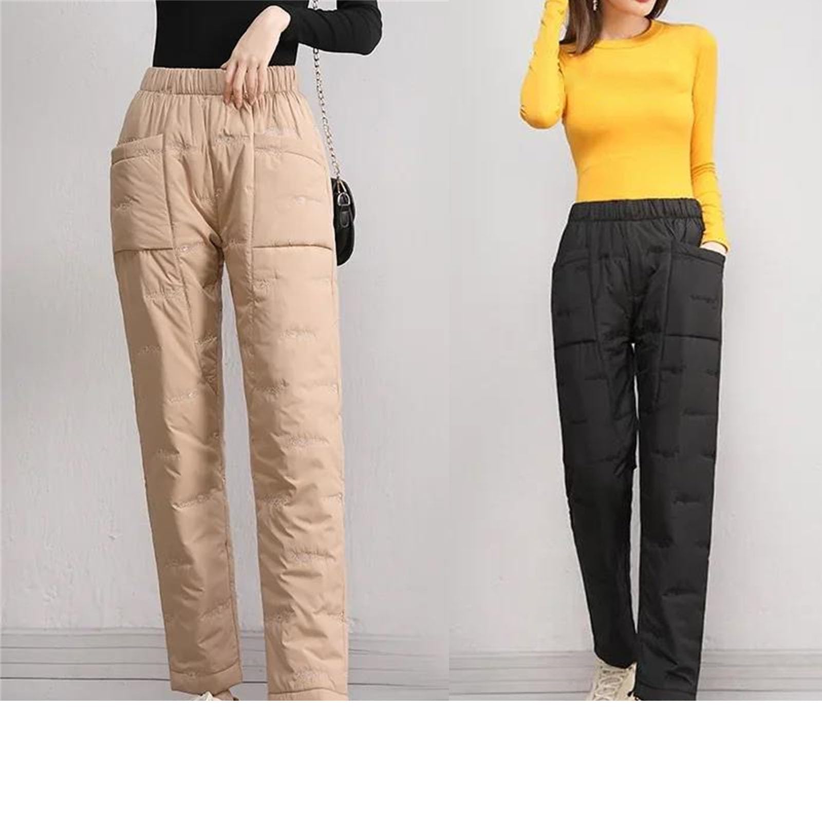 Pantalones ligeros de algodón acolchado para mujer, pantalones de pierna recta para invierno, pantalones holgados, adelgazantes y cálidos