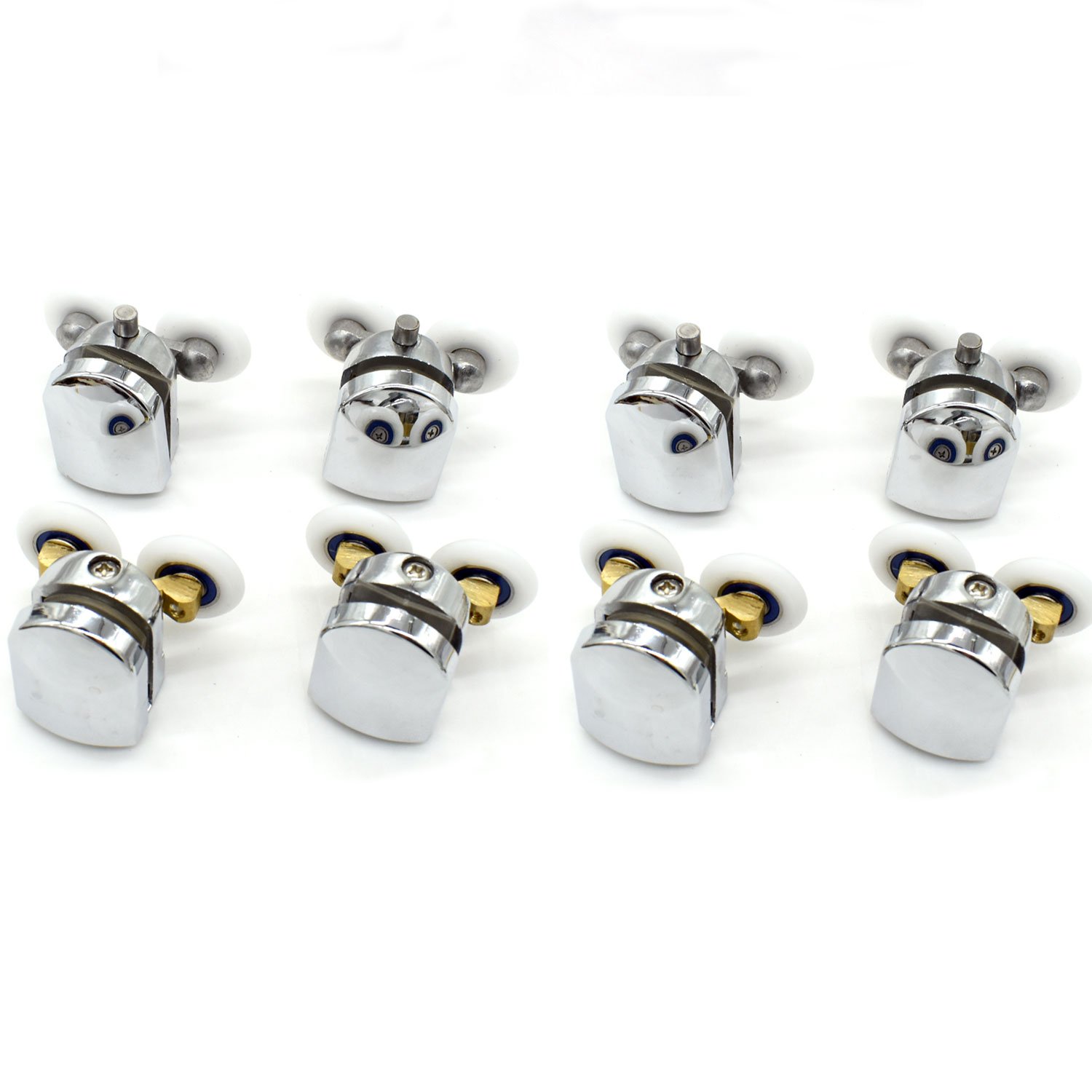 Set da 8 in lega di zinco doppia doccia porta rulli Runners ruote pulegge 25 mm diametro ruota superiore e inferiore per bagno, parti di ricambio