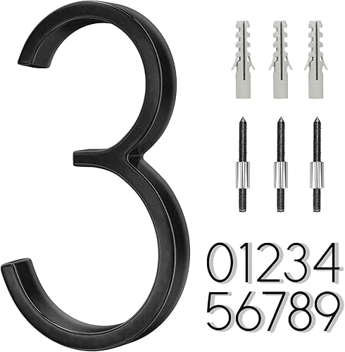 Miniatura 19 de Número flotante de casa de acero inoxidable de 5 pulgadas, números de casa modernos de metal, número de decoración de buzón con kit de clavos, negro