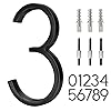 6" Stainless Steel Floating House Number 3, Metal Modern House Numbers, Mailbox Decor Number with Nail Kit, Coated Black, 911 Visibility Signage (Large 3)