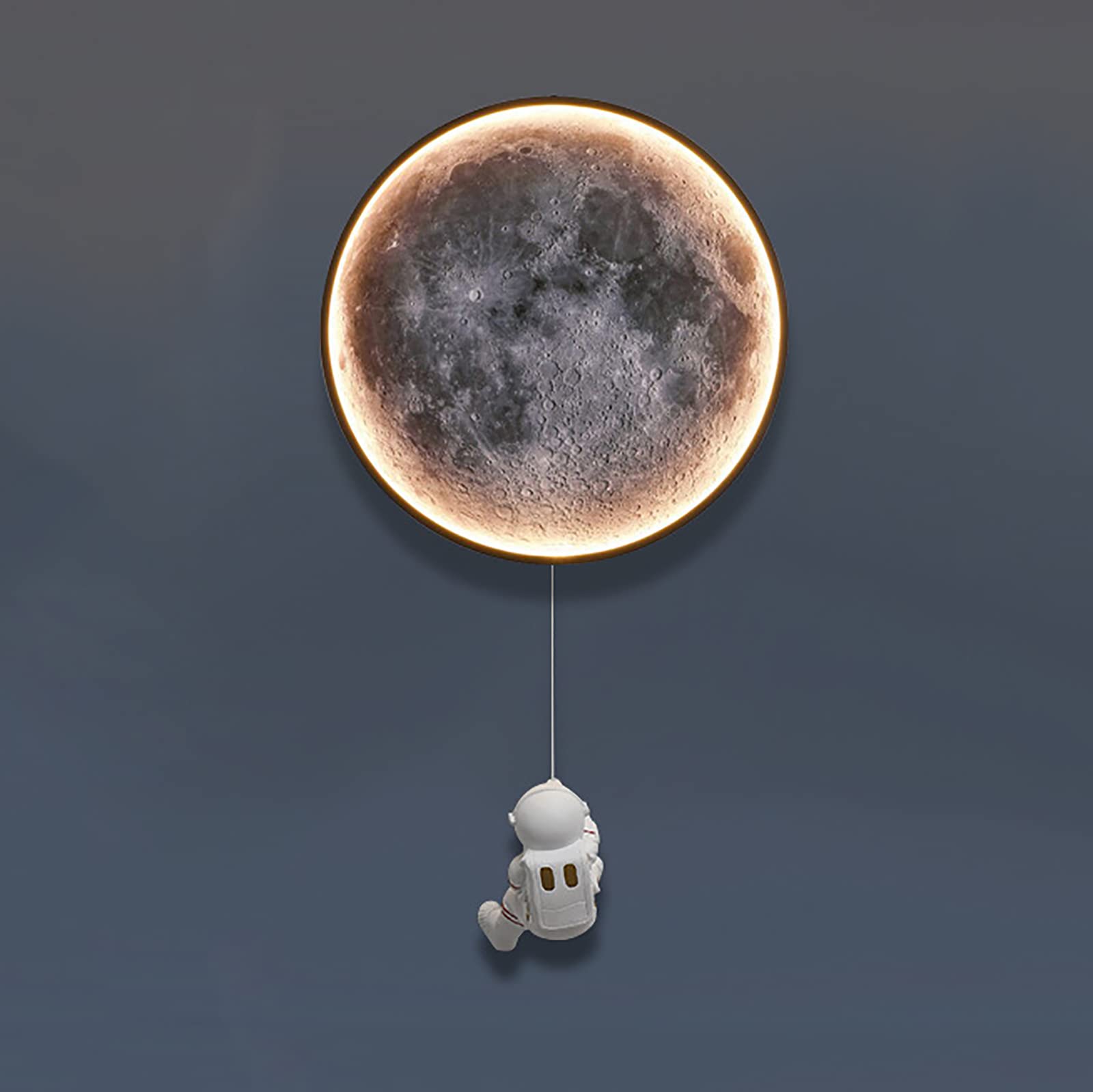 Generico Lampada da Parete A Forma di Luna Dimmerabile, Lampada A LED A Forma di Astronauta con Telecomando, Luce Notturna Tricolore per Cameretta Bambini