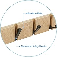 Vista 3 de JSVER Wooden Coat Hooks Coat Rack Wall Mount, Space-Saving Coat Rack with 5 Standard Retractable Hooks, Hat Coat Hook for Entryway, Hallway