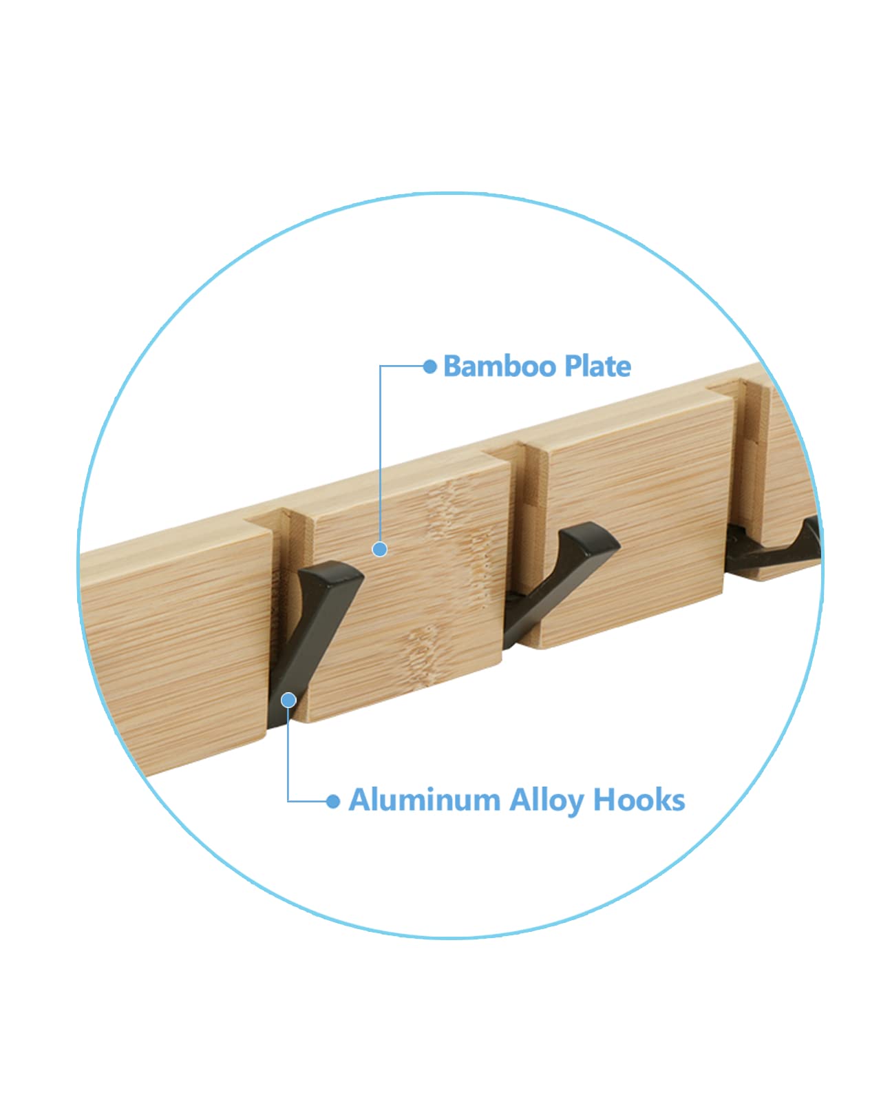 JSVER Perchero de Pared Plegable 5 Ganchos de Perchero de Montaje en Pared para Colgar Abrigos Bufandas, monederos y más- Natural
