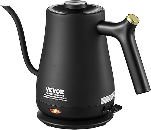 VEVOR Hervidor eléctrico de cuello de cisne de 1 litro, 1200 W de calentamiento rápido de cuello de cisne para verter sobre el café, calentador de