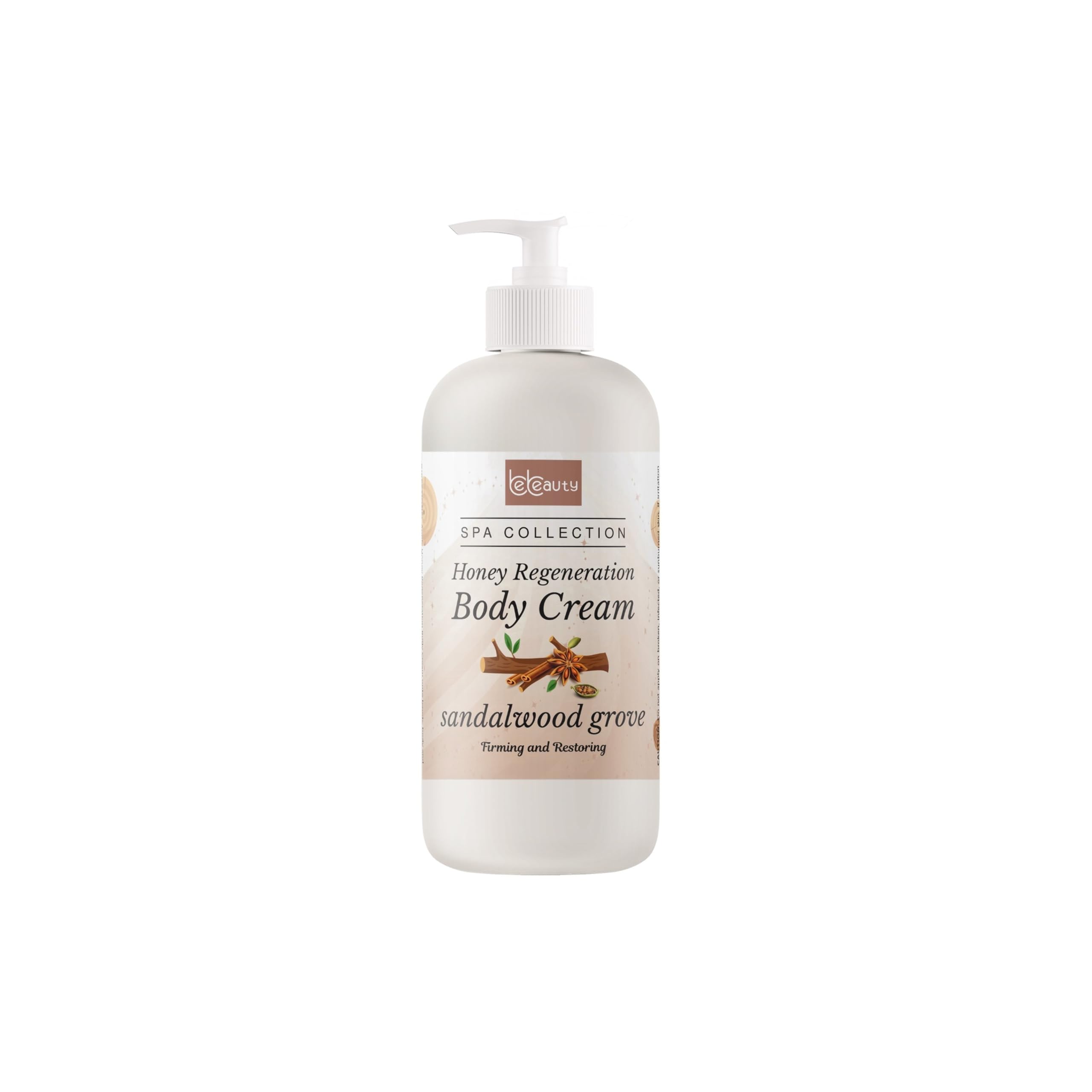 BeBeauty Sandalwood Grove Honey Regeneration Body Cream Hydrating Nourishing Body Lotion for Smooth Soft Relaxed Skin 16 oz