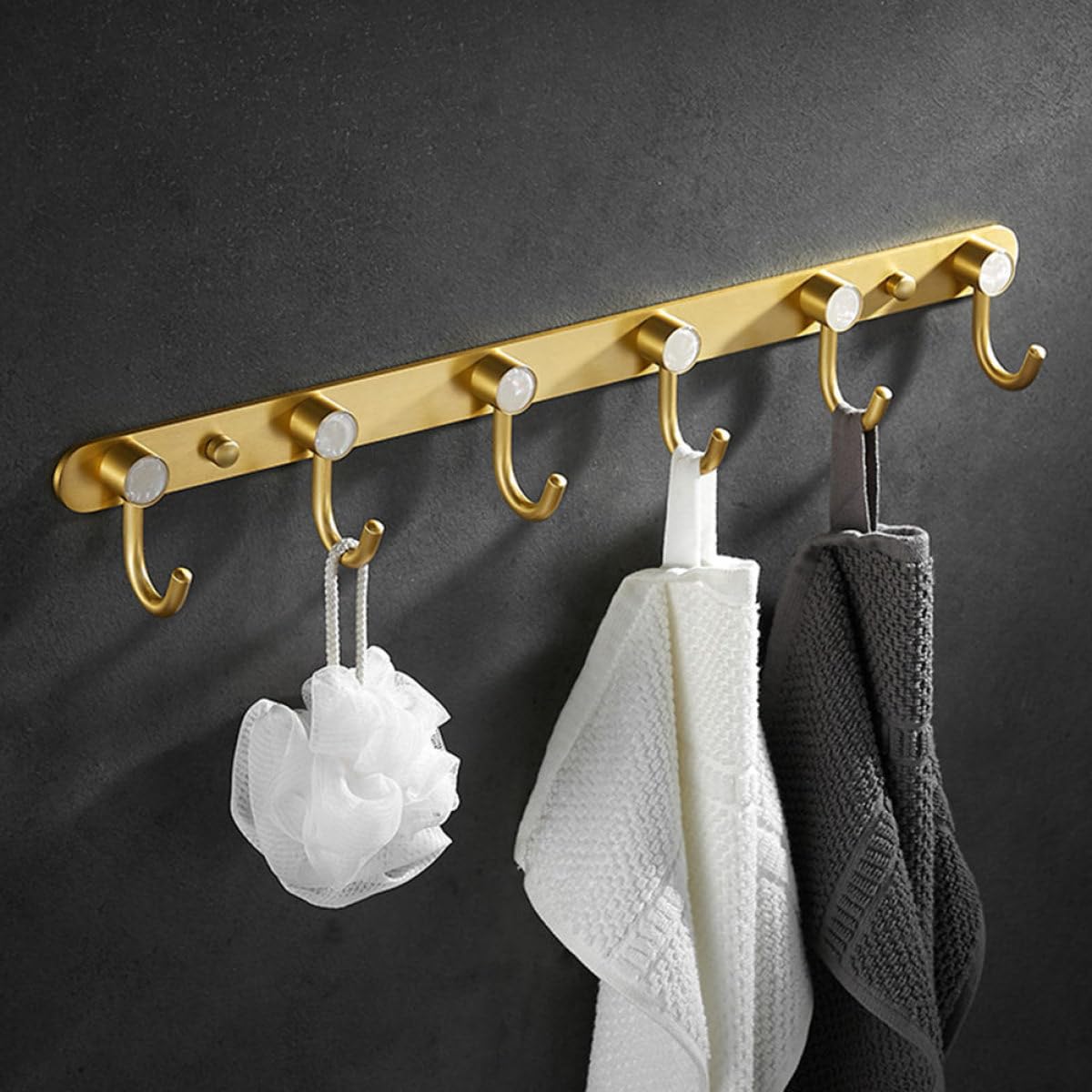 ibasenice 1pezzi Gancio Appendini da Parete in Alluminio Spazioso Ganci Bianco Oro Moderno e Stile Elegante per Bagno e Ingresso Organizzatore Pratico per Cappotti Cappelli e Accessori