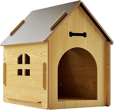 Cat House Indoor Cats Small Dog Cave Bed Wooden Cages for Little Pets with Door and Windows Detachable Wooden Cat House,Outside Log Cabin Indoor House,B-XL