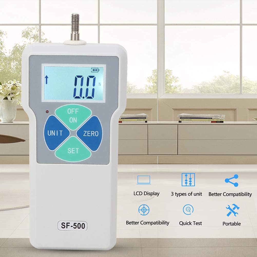 Misuratore di display LCD SF-500 Misuratore portatile di spinta e trazione Misuratore di digitale 500N 100-240 V Protezione sovraccarico(EU Plug)