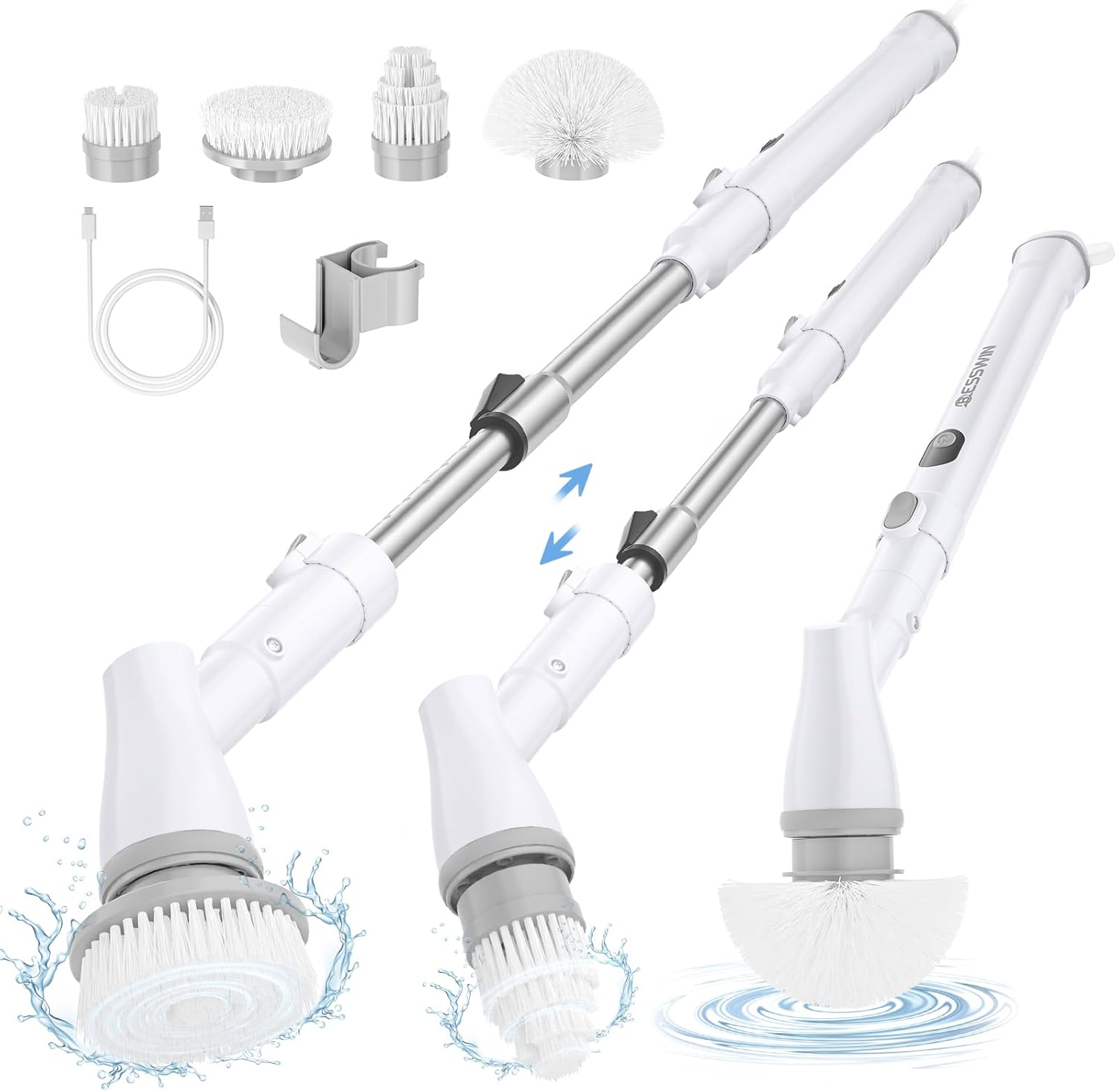 Amazon｜Besswin 電動スピン スクラバー コードレス シャワー クリーナー ブラシ 調節可能な延長 4つの交換可能なクリーニング