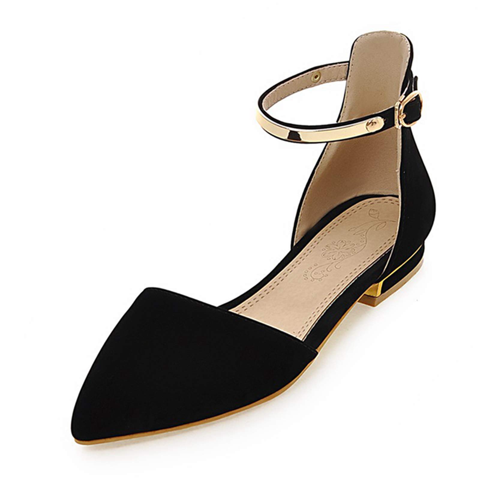 Fashion Women Flats with Pointed Toe and Ankle Strap Comfortable All Match Women Shoes Full Size 0 UK - 10.5 UK