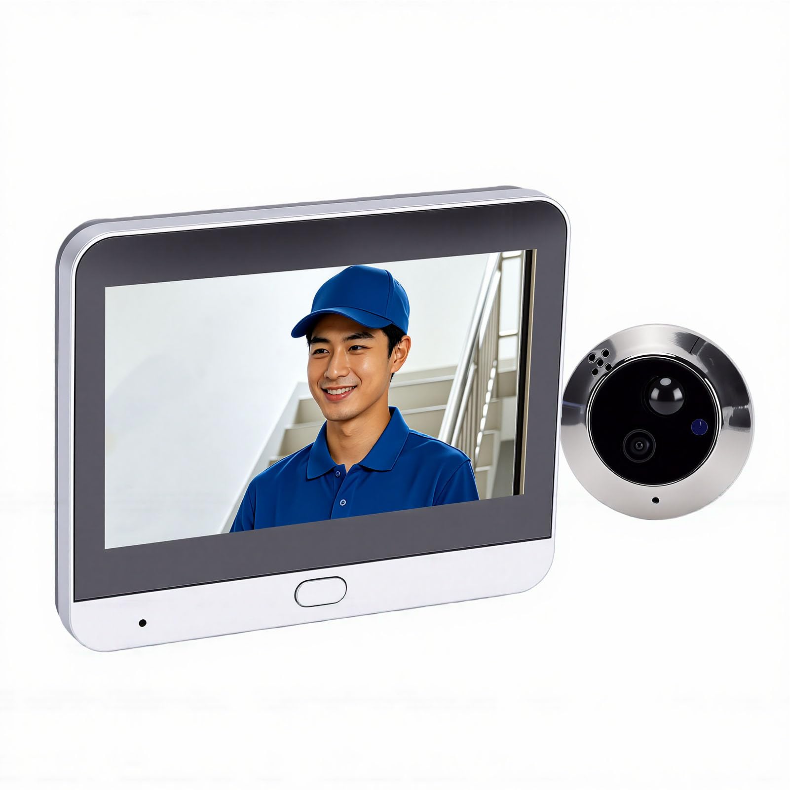 SEAFRONT 1080P Video Türklingel Kamera, 4,3 Zoll Monitor WiFi | PIR-Bewegungserkennung, 5000-mAh-, 120° Weitwinkel, Bis 128 GB, ABS