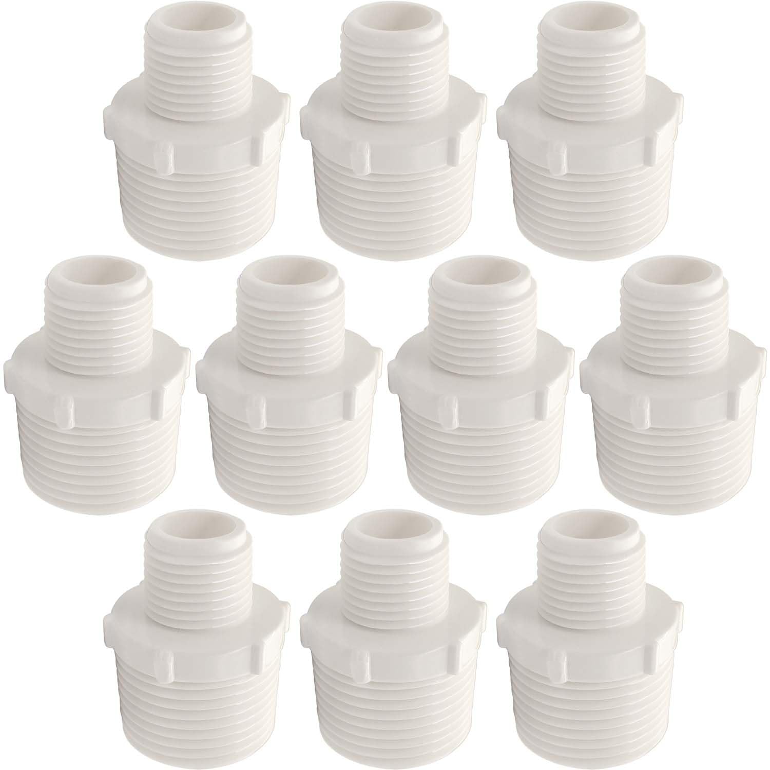 YSIL 10PCS 3/4” to 1/2” PVC Reducing Nipple Male to Male Thread Coupling Adapter Pipe Fittings for Thread Plumbing PIPE Connection