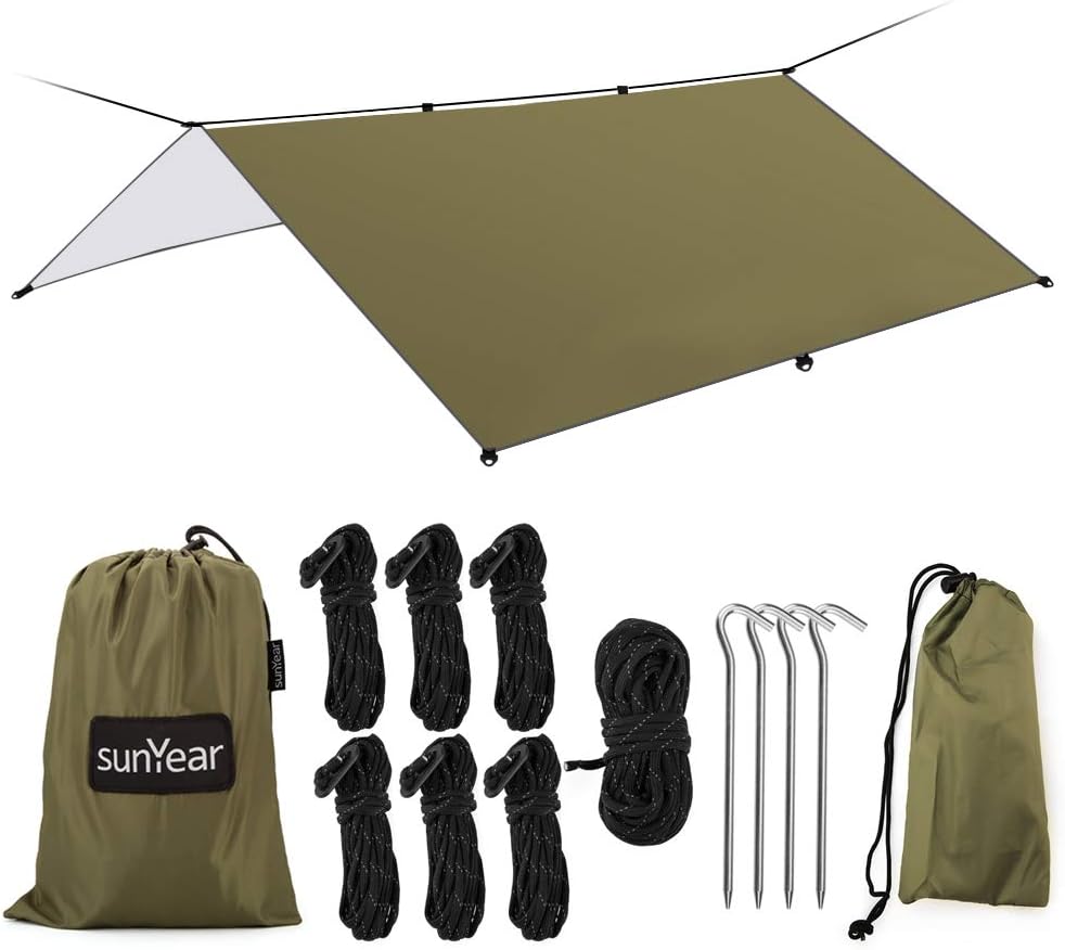 Hammock Rain Fly Tent Tarp Provides Effective Protection Against Rain, Snow. 32ft Long Ridgeline. Big 9.8x9.5ft Durable, Waterproof 210D Oxford. 6 Reflective Guy Lines, 2 Stuff Sacks. Easy Assembly : Sports & Outdoors